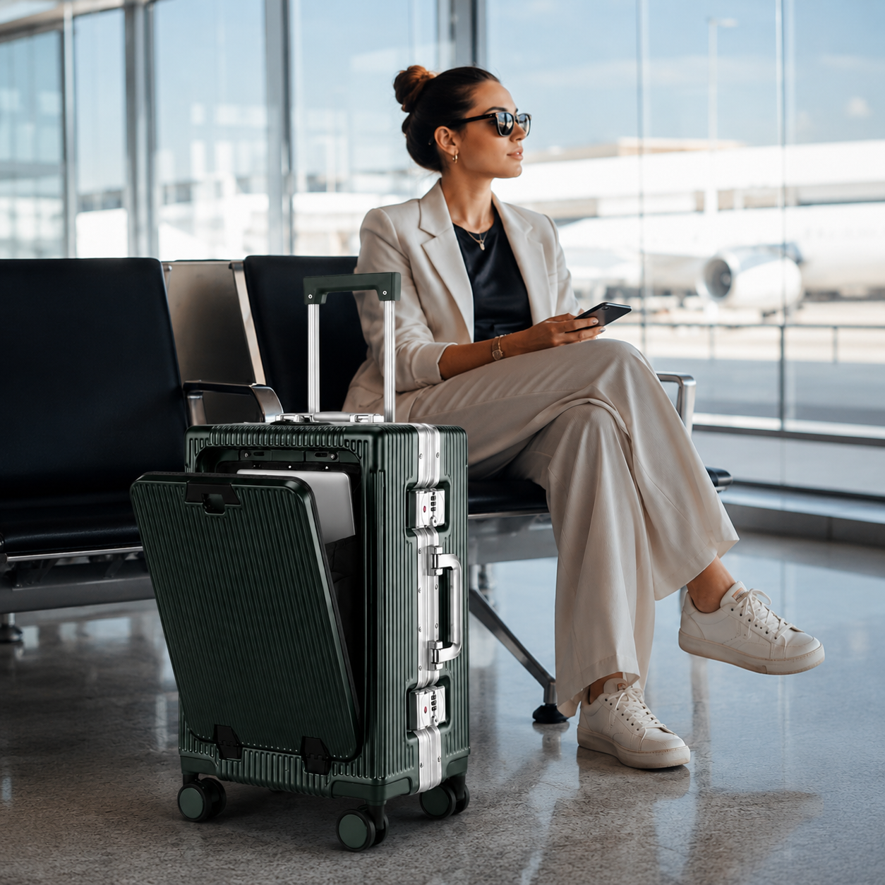 Loyora Empire Green Carry-On Suitcase